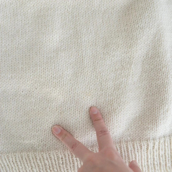 Vintage Handmade Grandma Cream Knit Pink Fair Isle Icelandic Fisherman Sweater M - Picture 10 of 13